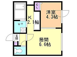 プリリア平岸 1LDKの間取図画像