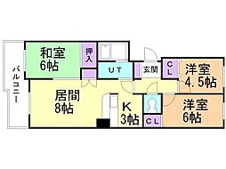 リバーサイド中の島 3LDKの間取図画像