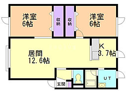 クレイン福住A 2LDKの間取図画像