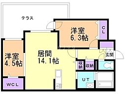 札幌市豊平区平岸五条13丁目マンション 2LDKの間取図画像