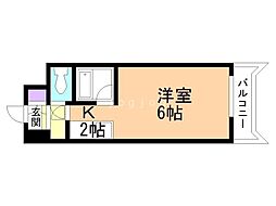 メープル・リバービュー 1Kの間取図画像