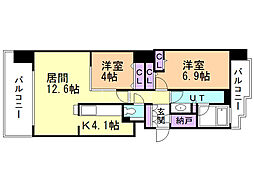 ル・サンク中島公園 2LDKの間取図画像