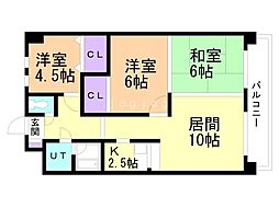 ロイヤルレインボー平岸B 3LDKの間取図画像