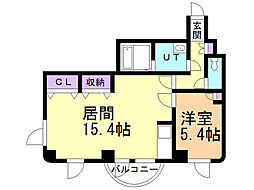 水車町マンション 1LDKの間取図画像