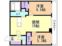 ピオネロ伏見 2LDKの間取図画像
