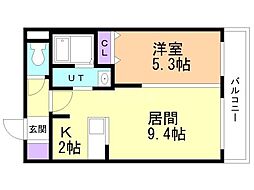 アルファスクエア福住2条 1LDKの間取図画像