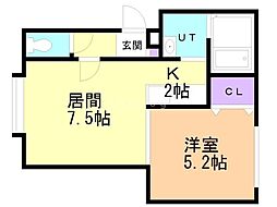 プレシャス37 1LDKの間取図画像