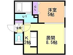 シティプレミア豊平 1LDKの間取図画像