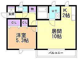 メゾンラヴニール 1LDKの間取図画像