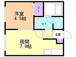 ピアチェーレ福住 1DKの間取図画像