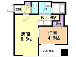 クラリス豊平3.9 1LDKの間取図画像