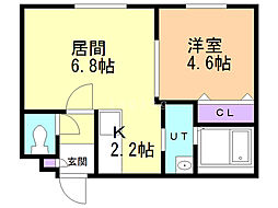 クレアメゾン中の島 1LDKの間取図画像