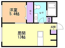 ロードハウス 1LDKの間取図画像