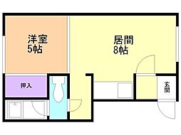 コーポメイ 1LDKの間取図画像