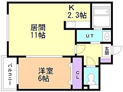 ラパーチェ山鼻 1LDKの間取図画像