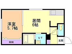澄川レジデンス 1LDKの間取図画像