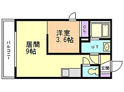 オリエントコート学園前 1LDKの間取図画像