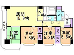 中の島コンパウンド 4LDKの間取図画像