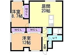 メゾン平岸エトワール 2LDKの間取図画像