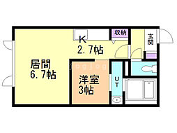 アイアール豊平公園 1LDKの間取図画像