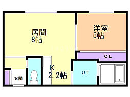 グランメールメイビス 1LDKの間取図画像