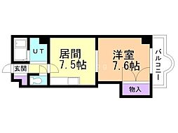 エクセル3 1DKの間取図画像