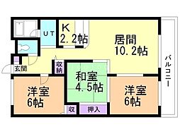 エスポワール2 3LDKの間取図画像