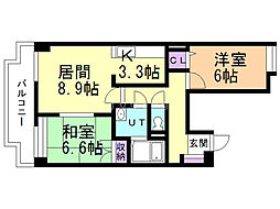 ルミファ中の島 2LDKの間取図画像