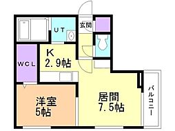 カレラ伏見 1LDKの間取図画像