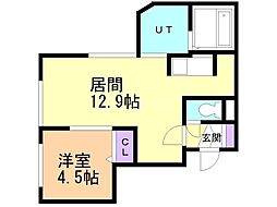 ホーネット 1LDKの間取図画像