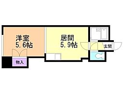 メゾンエクレーレ中の島 ワンルームの間取図画像