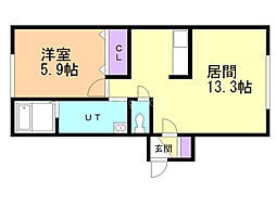 ボヌールパークサイド 1LDKの間取図画像