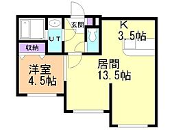 ル・ヴェルジュ 1LDKの間取図画像