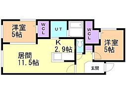 仮)アティーナ平岸II 2LDKの間取図画像