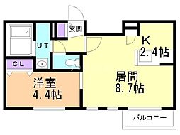 GRANDUKE平岸 1LDKの間取図画像
