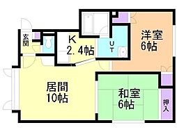 コートヒルズ美しが丘A 2LDKの間取図画像