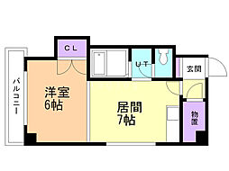 コート豊平 1LDKの間取図画像