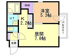 ローヤルハイツ月寒西 1LDKの間取図画像