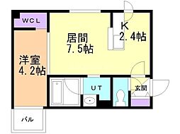 札幌市豊平区豊平六条10丁目マンション 1LDKの間取図画像