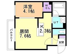 札幌市豊平区豊平六条10丁目マンション 1LDKの間取図画像
