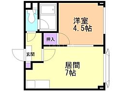 モア澄川 1DKの間取図画像