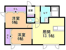 Decent川沿 2LDKの間取図画像