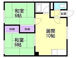 ハイツおざわ 2LDKの間取図画像