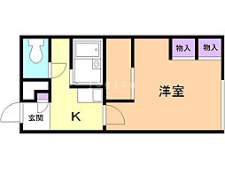 レオパレスグリンパーク 1階1Kの間取り