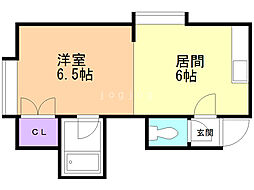 第22森宅建マンション 1DKの間取図画像
