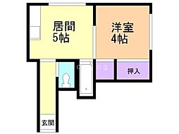 ハッピーハイツ 1DKの間取図画像