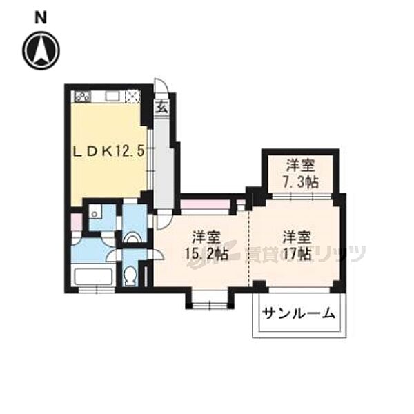 京都府京都市右京区鳴滝音戸山町(賃貸マンション3LDK・2階・100.00㎡)の写真 その2