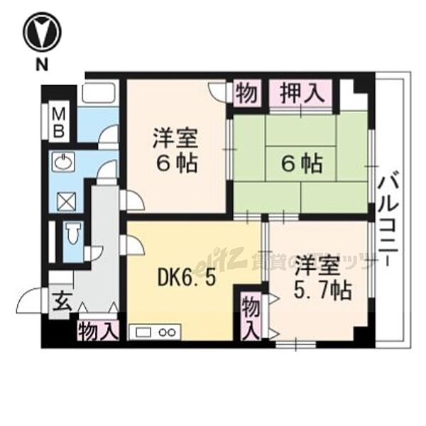 京都府京都市右京区嵯峨五島町(賃貸マンション3DK・1階・61.20㎡)の写真 その2