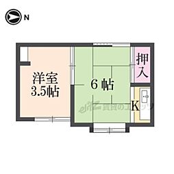 プチハウス等持院 201 2階1DKの間取り
