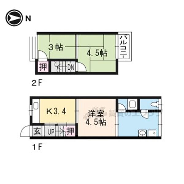 京都府京都市北区衣笠開キ町(賃貸一戸建3K・2階・31.58㎡)の写真 その2